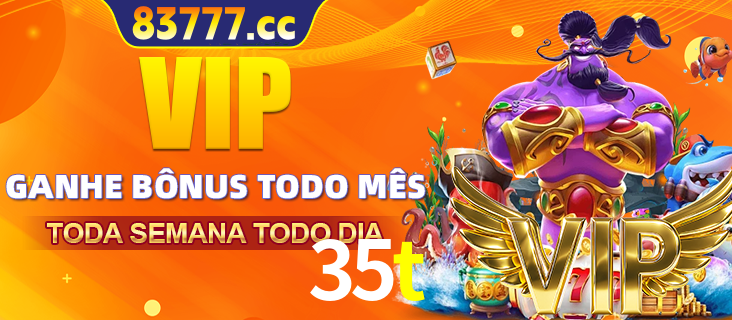 Banner promocional do 35t oferecendo 100% de recompensas adicionais contínuas para quem fizer o login diário (Daily sign-in), com um mascote de coelho.