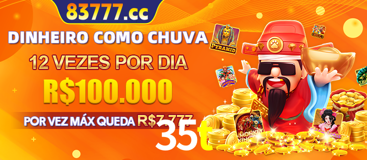 Banner do programa de recompensas Recomende para amigos do 35t, detalhando os bônus por convidar amigos, com prêmios que chegam a R$288.888.