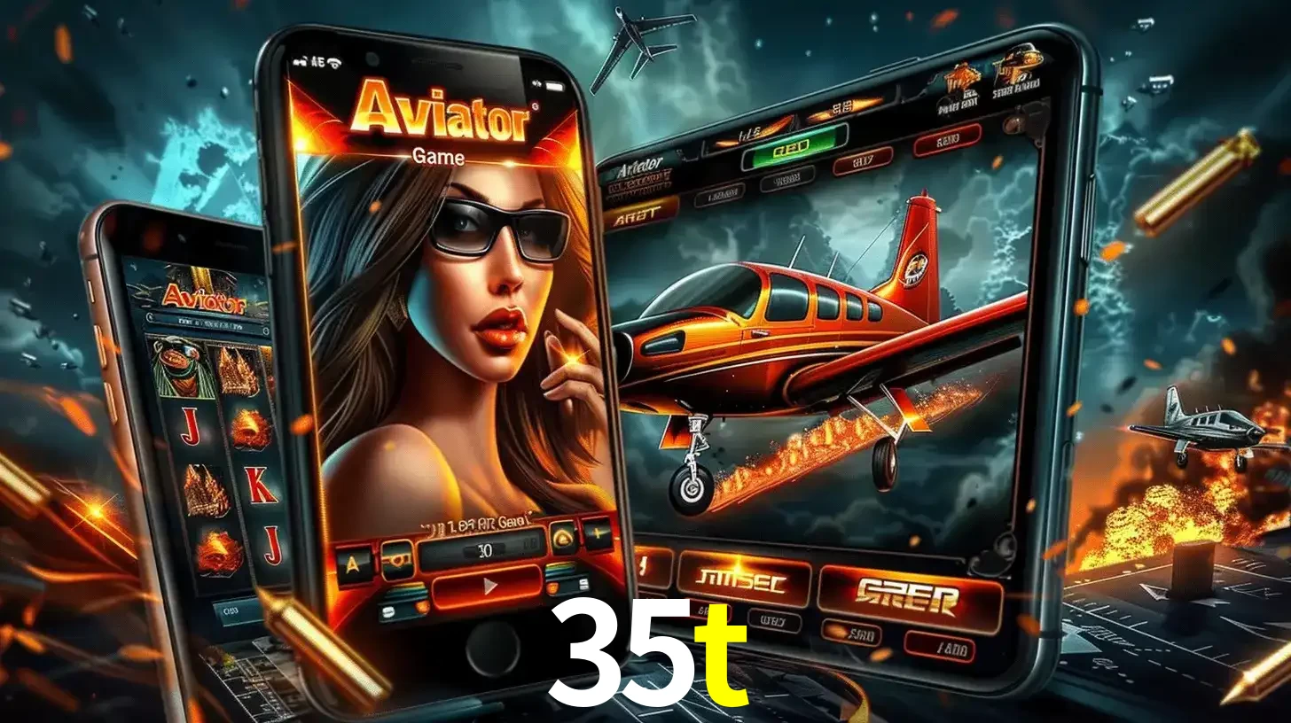 O popular jogo de apostas Aviator exibido em vários celulares e tablets, mostrando a interface emocionante e a ação de voo disponíveis para jogar agora no 35t.