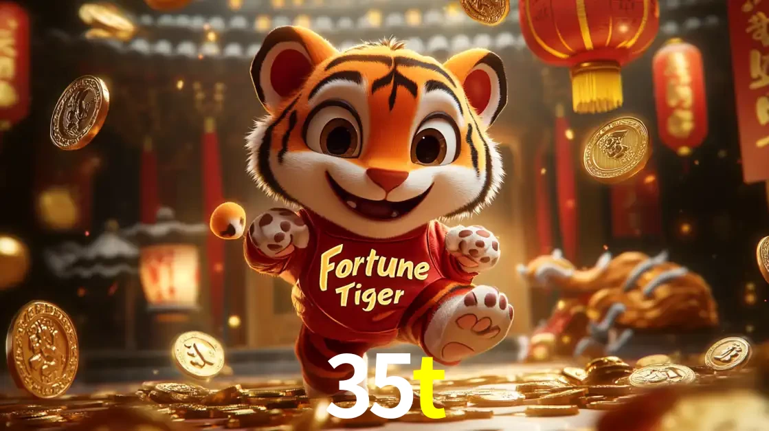 O alegre personagem do Fortune Tiger correndo sobre um caminho de moedas de ouro, simbolizando os grandes prêmios e a diversão do popular jogo de slot do 35t.